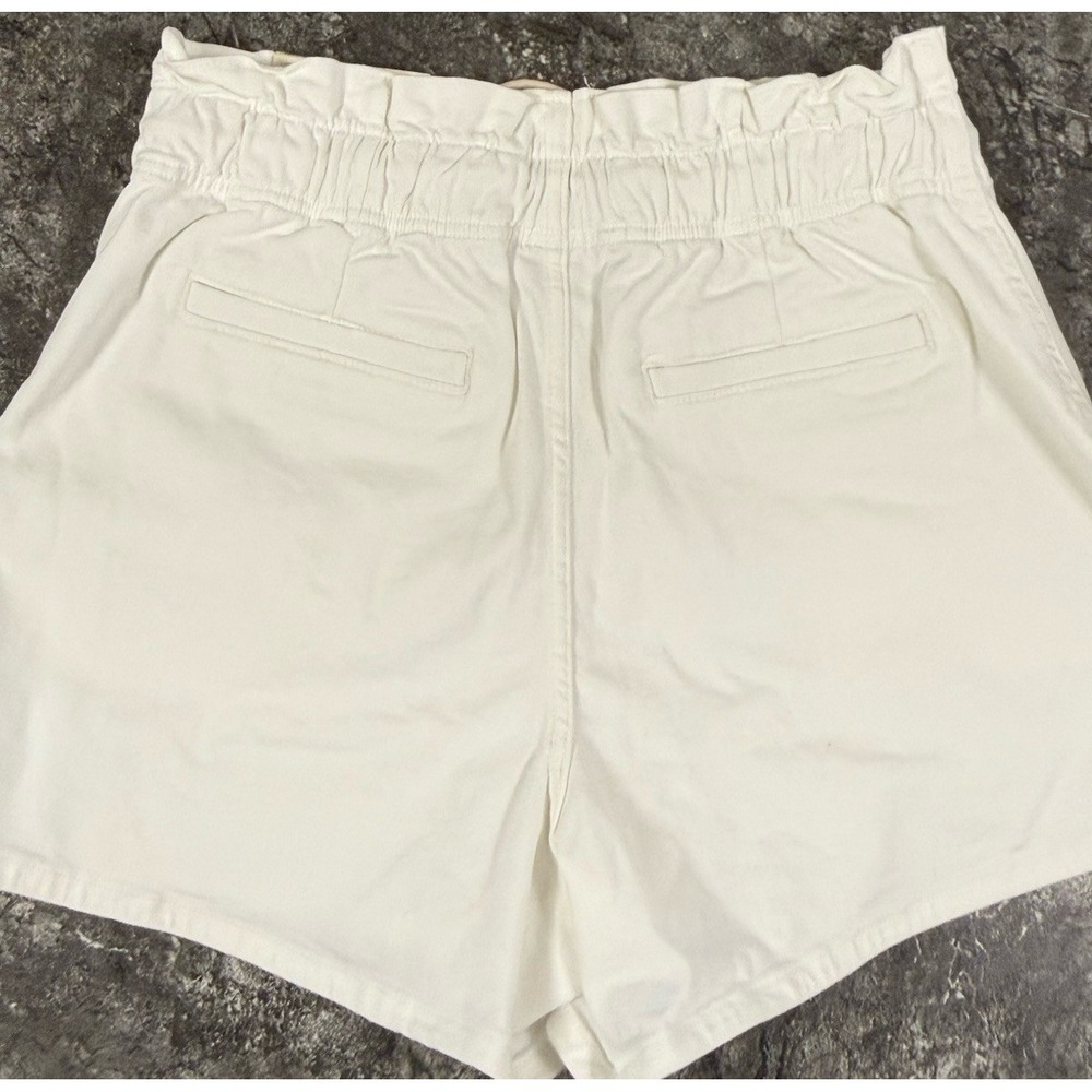 a.n.a Womens Highest Rise Paperbag Denim Shorts Patch Pockets 4" Inseam White 10 - Picture 3 of 13